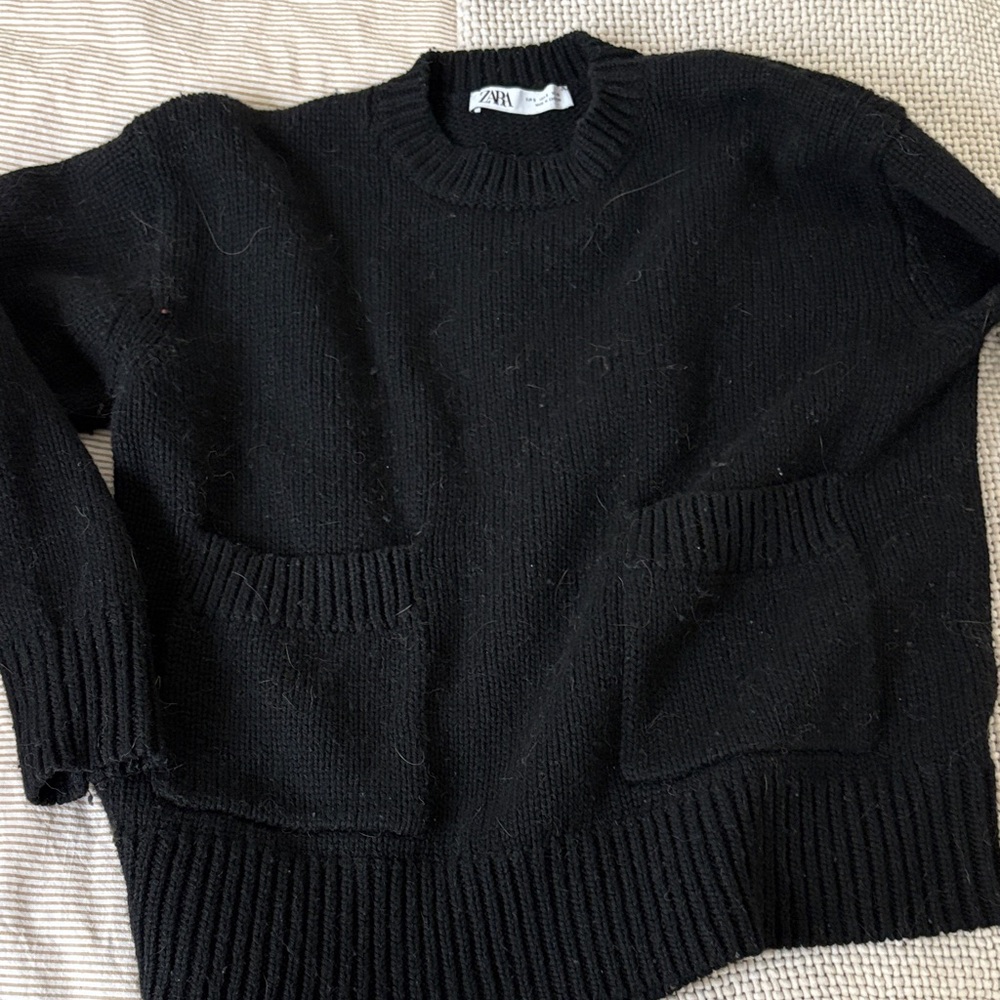 Zara Black Ribbed Knit Sweater